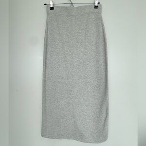 Massimo Dutti Grey Midi Skirt — Cotton Cashmere Blend